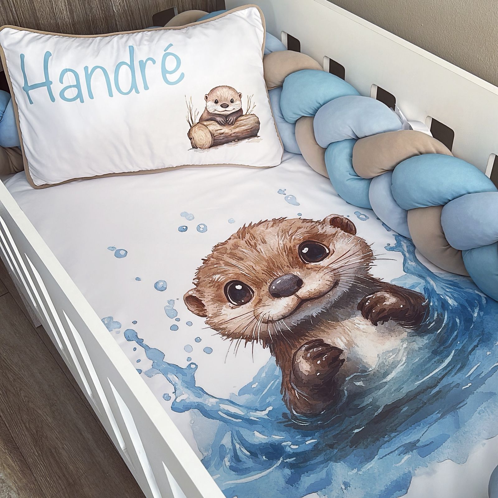 Cot Bedding - Blue Otter Set 01 baby boy nursery linen set South Africa