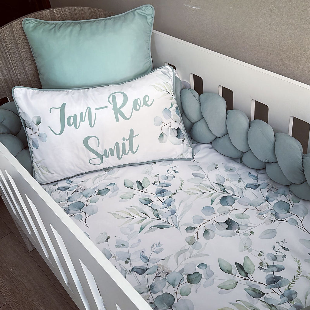 Cot Bedding - Eucalyptus Leaf Set 03 baby neutral nursery linen set South Africa
