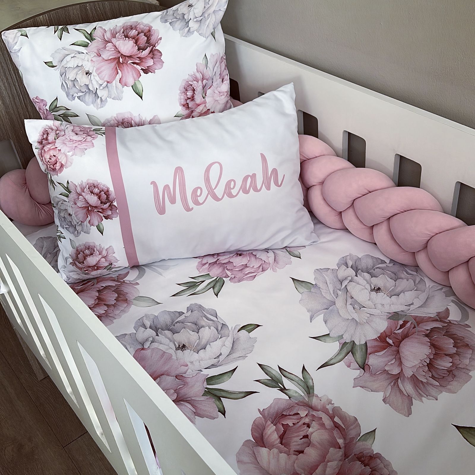 Cot Bedding - Pink Peony Set 01