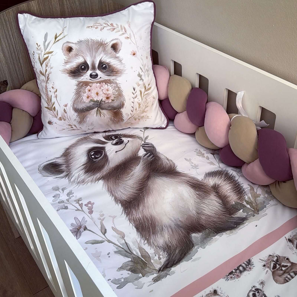 Cot Bedding - Pink Raccoon Set 01