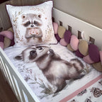Cot Bedding - Pink Raccoon Set 01