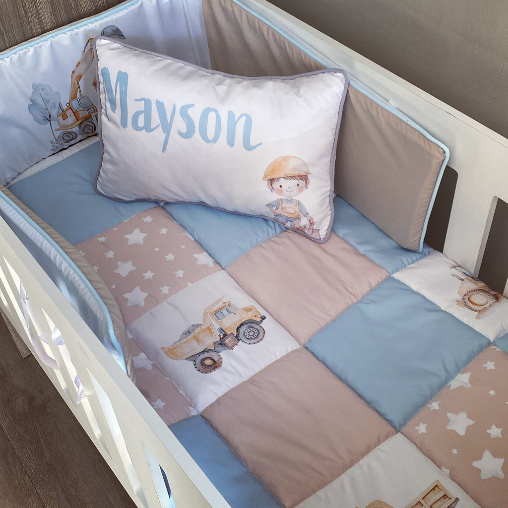 Cot Bedding - Blue Construction Set 01 baby boy nursery linen set South Africa