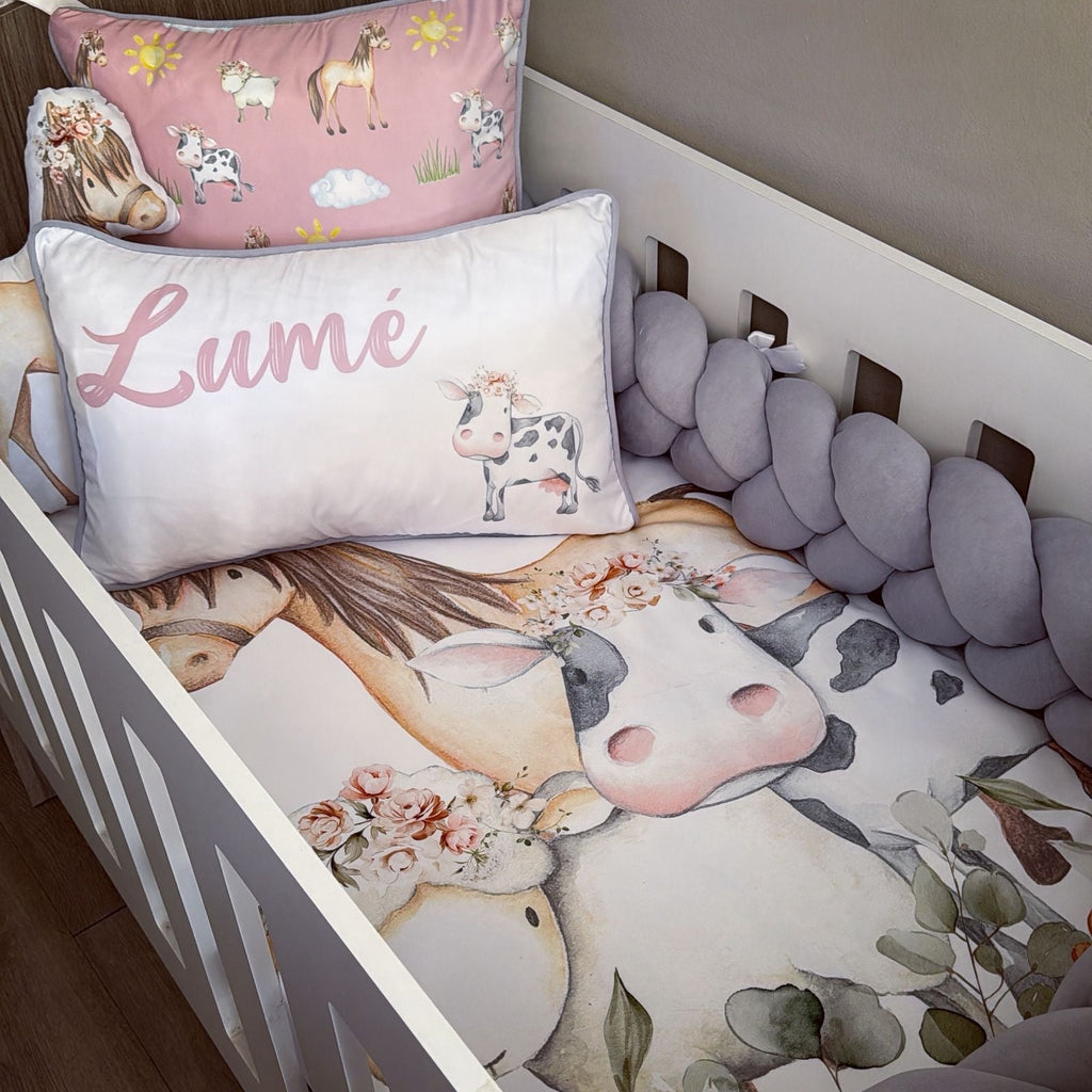 Cot Bedding - Pink Farm Set 05