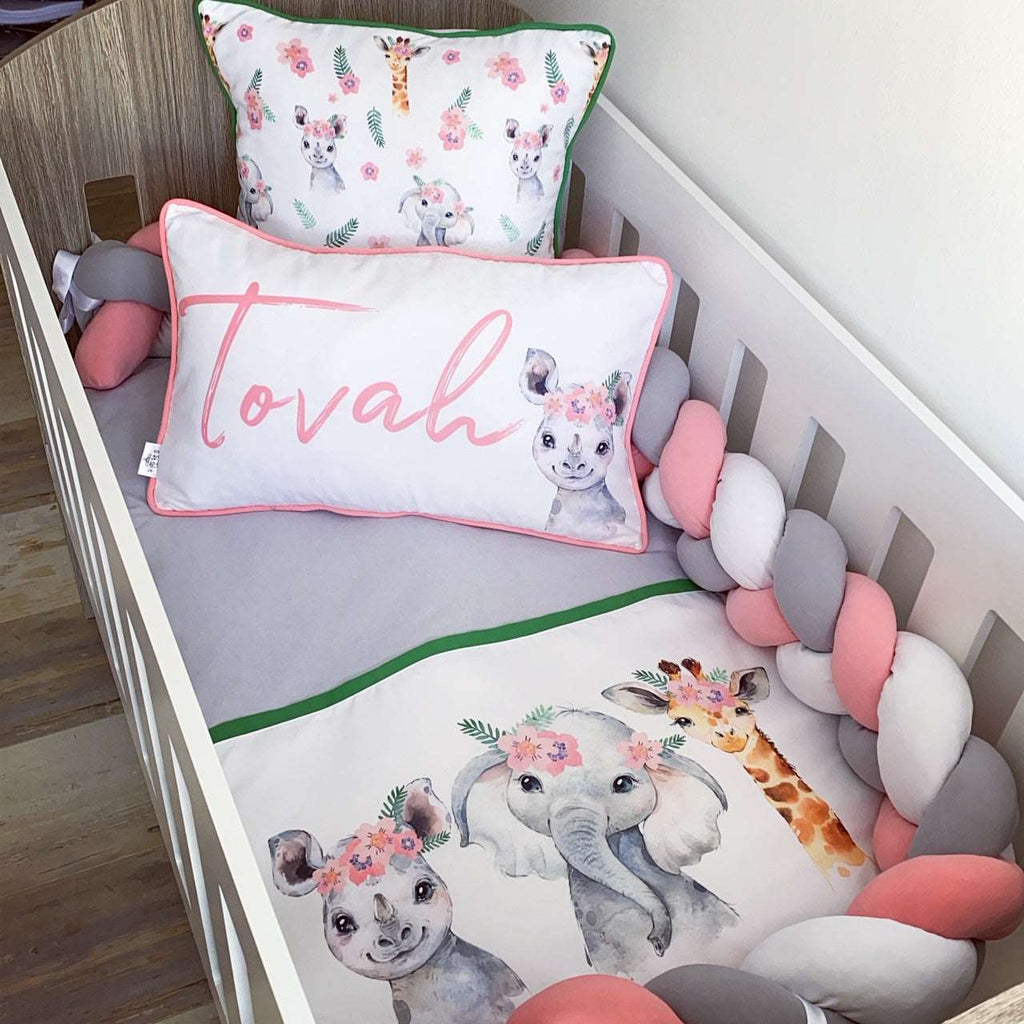 Cot Bedding - Coral Safari Set 02