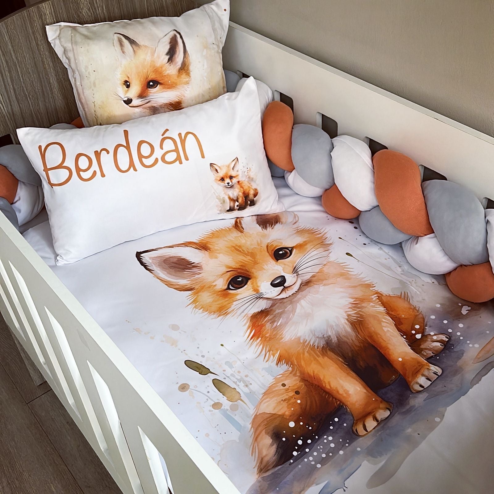 Cot Bedding - Fox Set 04 baby neutral nursery linen set South Africa