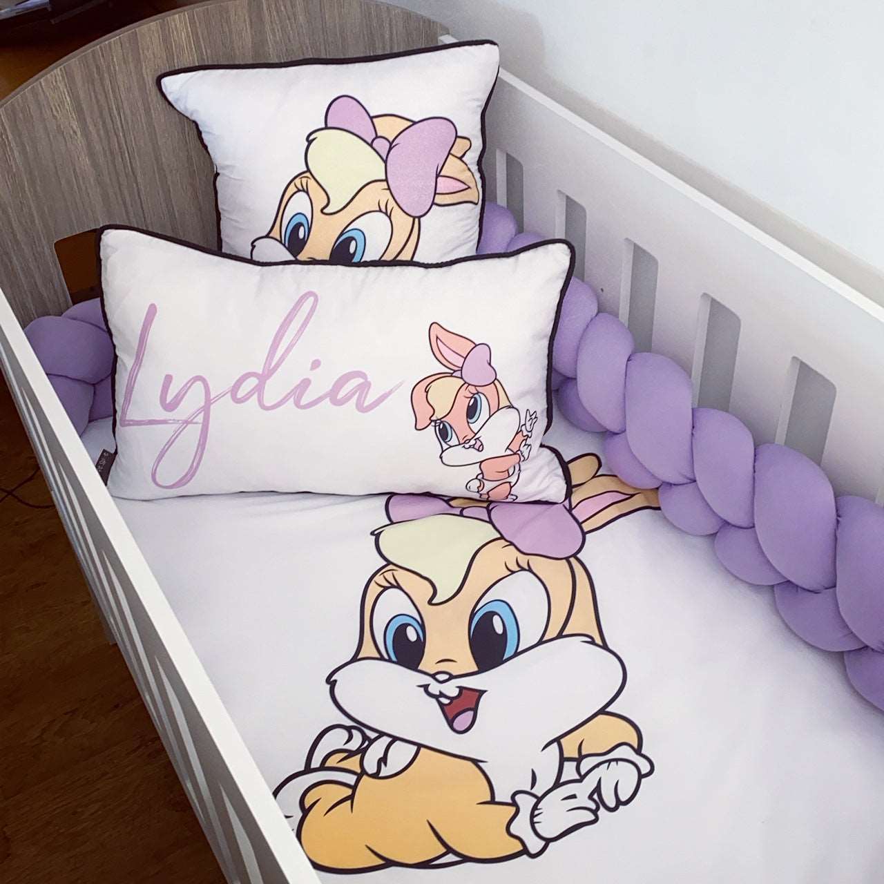 Cot Bedding - Lilac Bunny Set 01