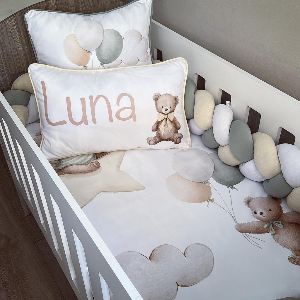 Cot Bedding - Sage Bear Set 02 baby neutral nursery linen set South Africa