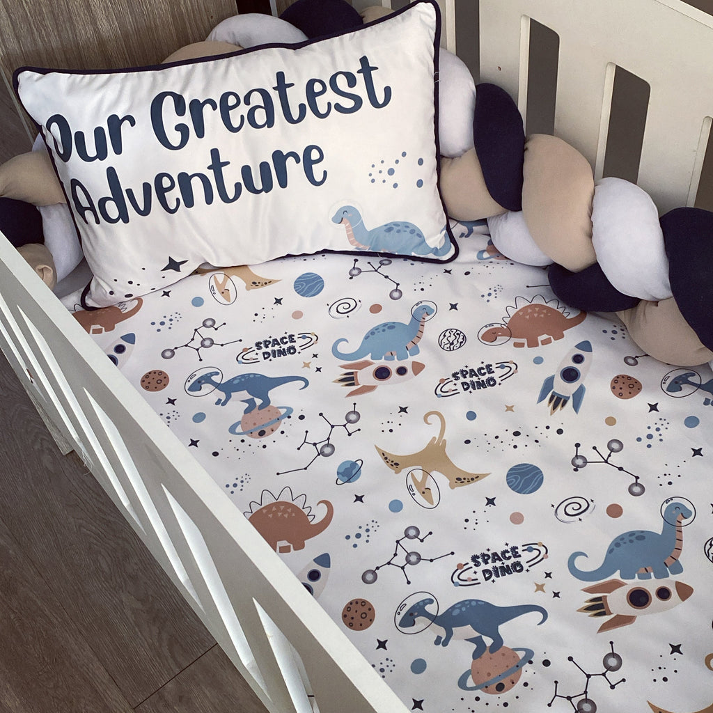 Cot Bedding - Blue Dinosaur Set 01 baby boy nursery linen set South Africa