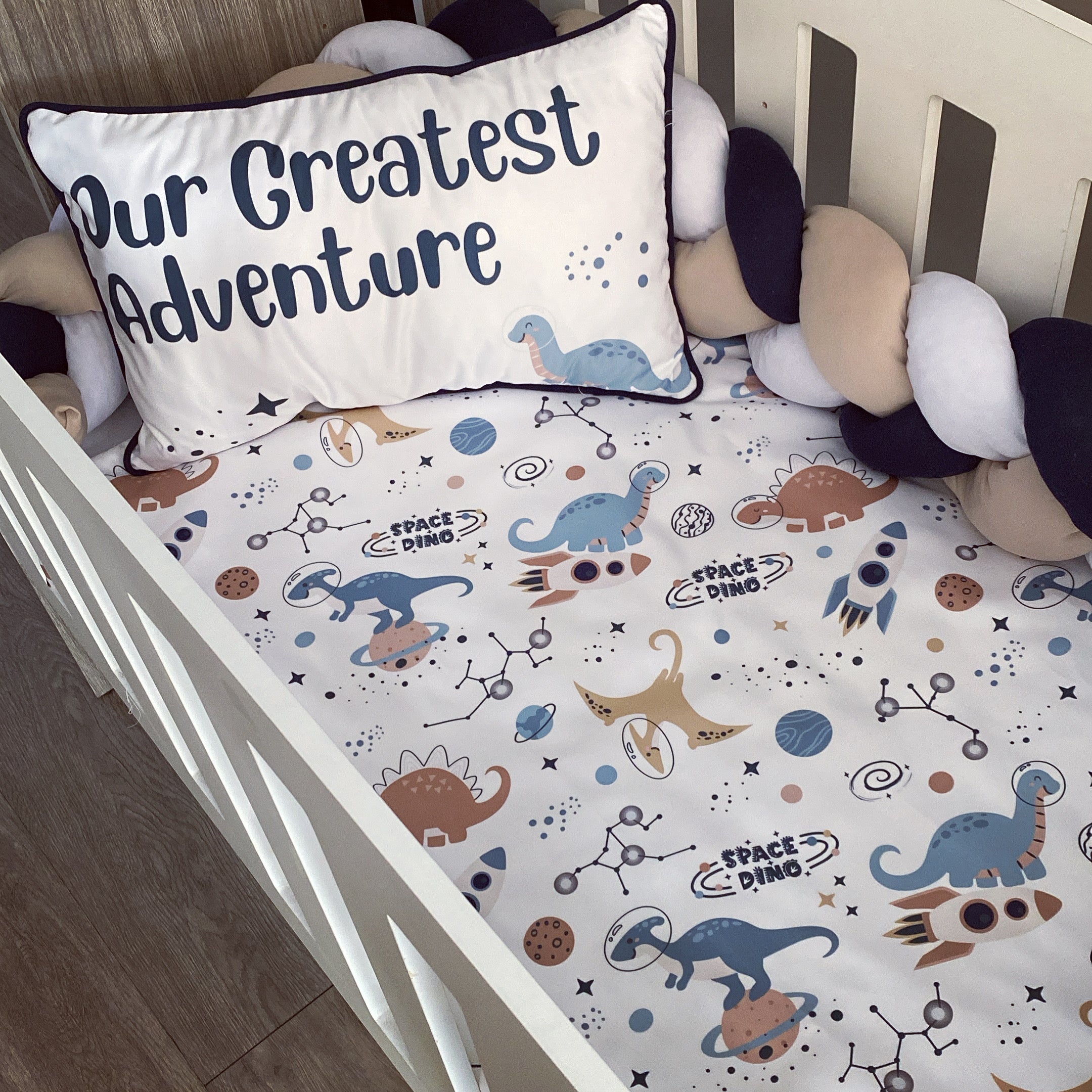 Cot Bedding - Blue Dinosaur Set 01 baby boy nursery linen set South Africa