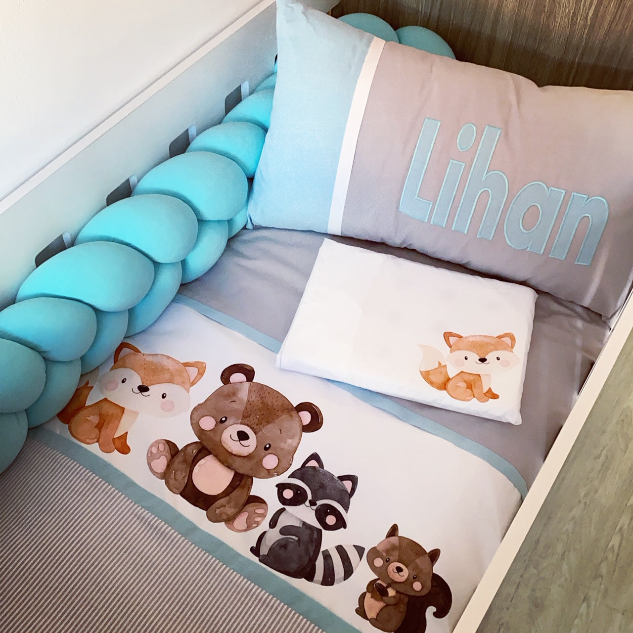 Cot Bedding - Woodlands Set 09 baby neutral nursery linen set South Africa