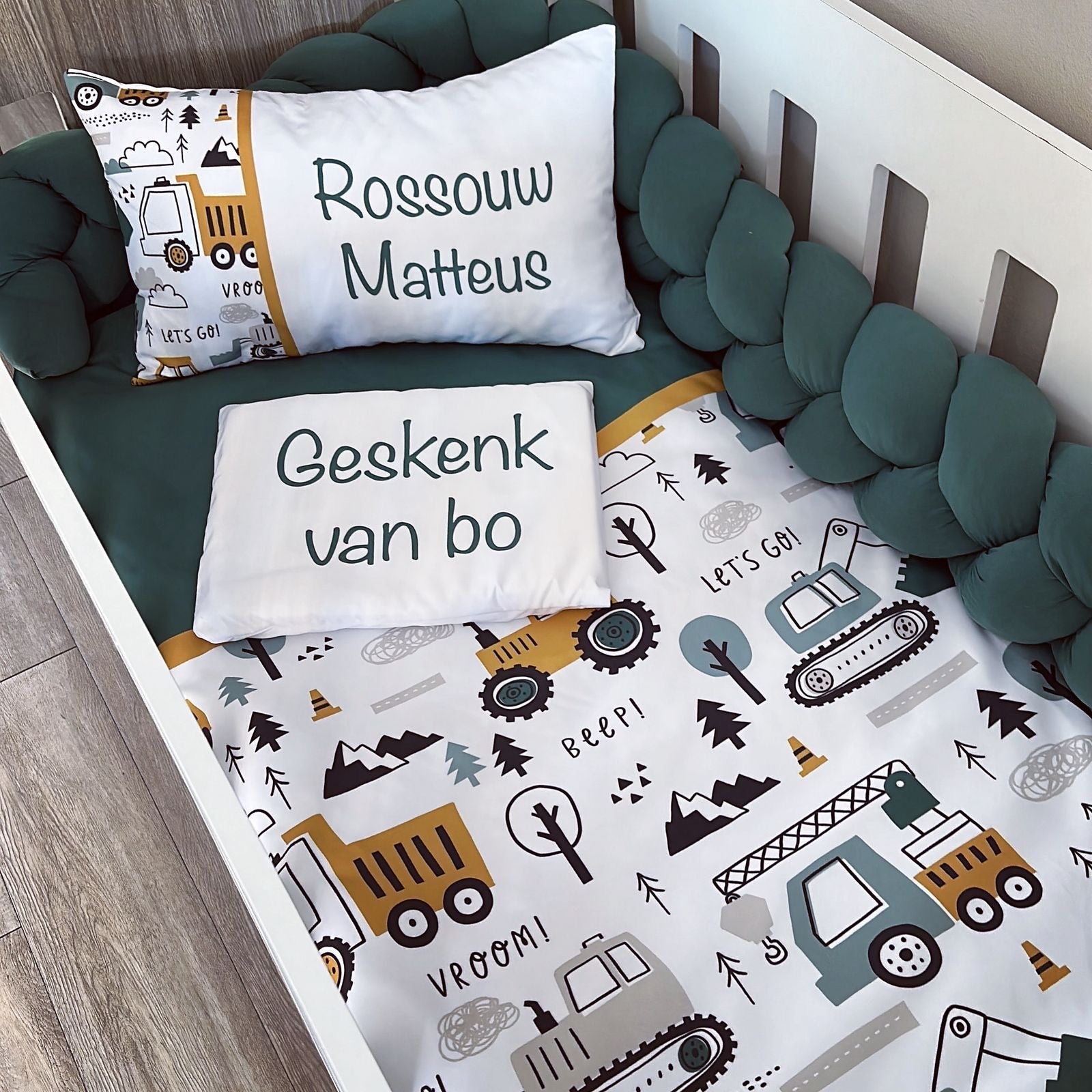 Cot Bedding - Emerald Green Construction Set 01 baby boy nursery linen set South Africa