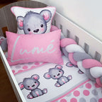 Cot Bedding - Pink Bear Set 02