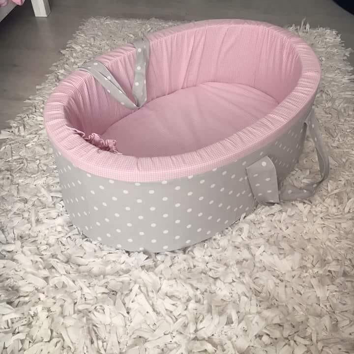 Carry Cot - Pink Grey Dots 01 baby carry cots South Africa