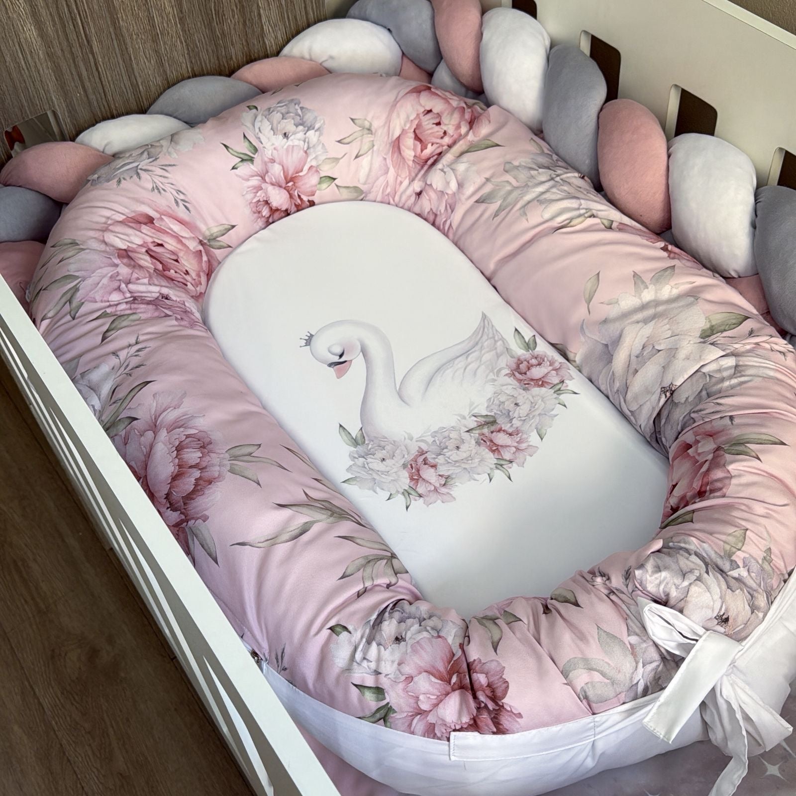 Cot Bedding - Pink Swan 03