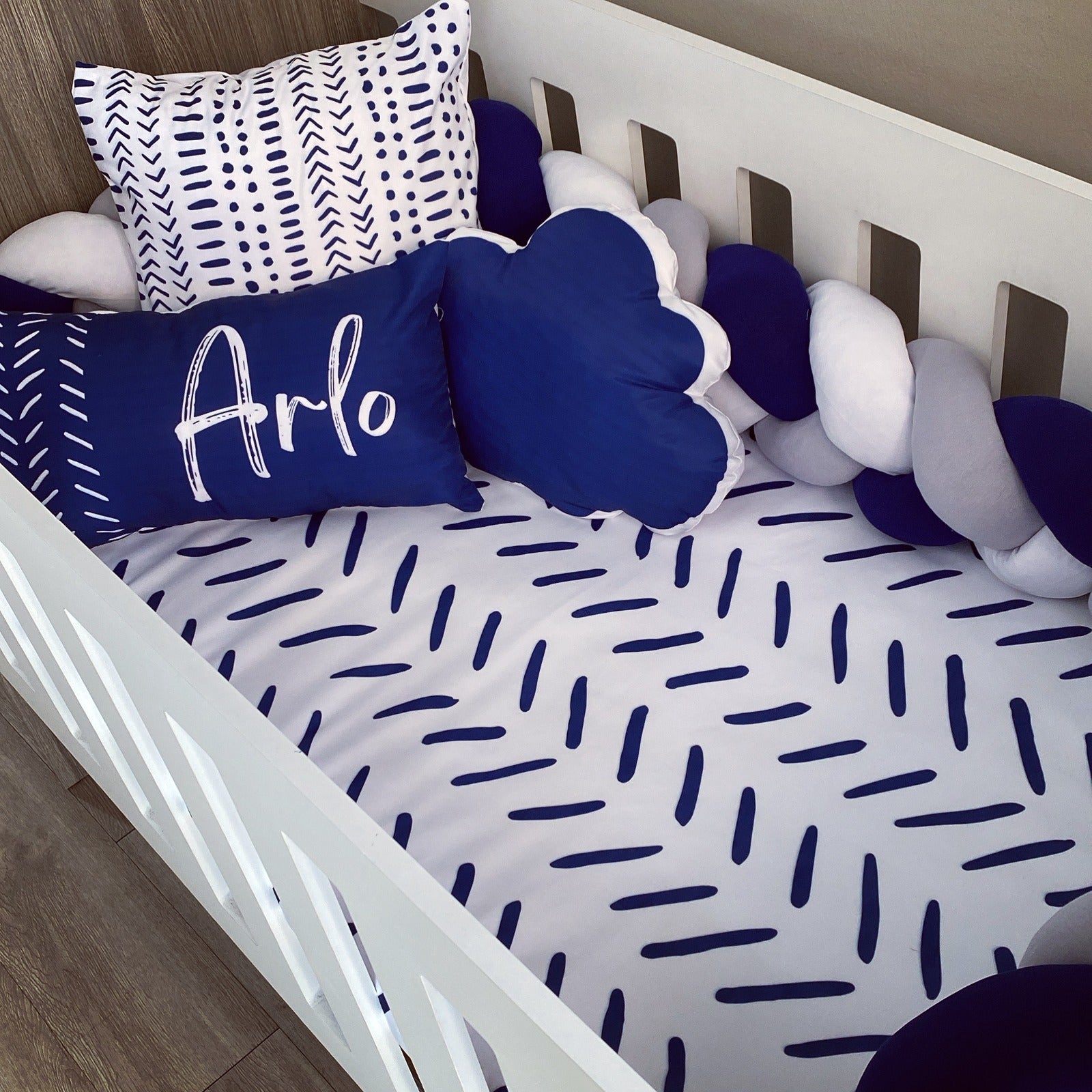 Cot Bedding - Navy Stripe Set 01 baby neutral nursery linen set South Africa