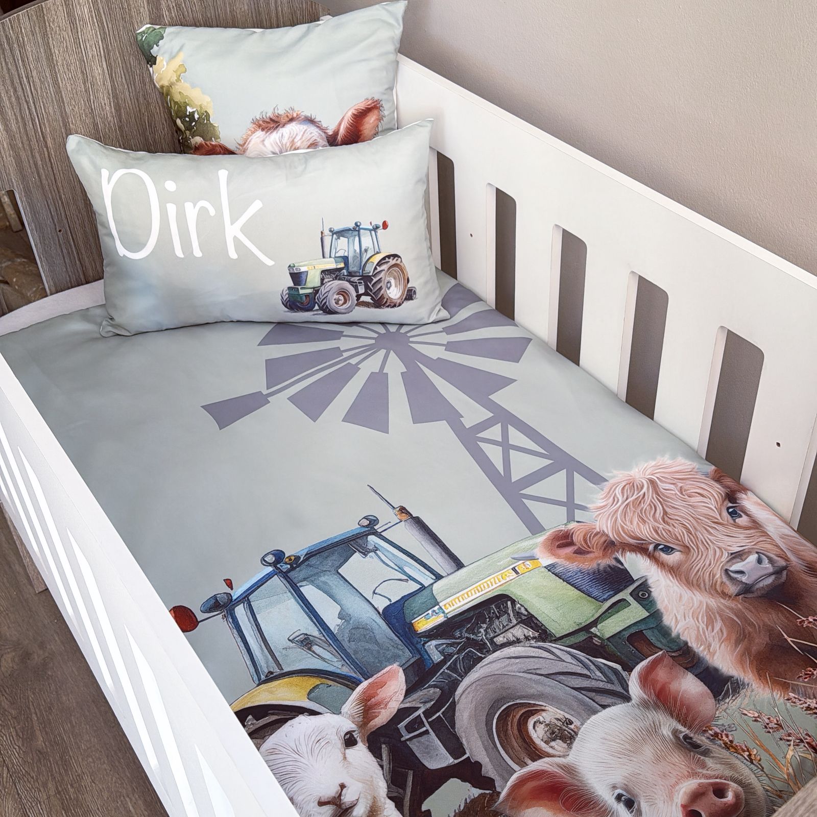 Cot Bedding - Green Farm Set 03 baby boy nursery linen set South Africa
