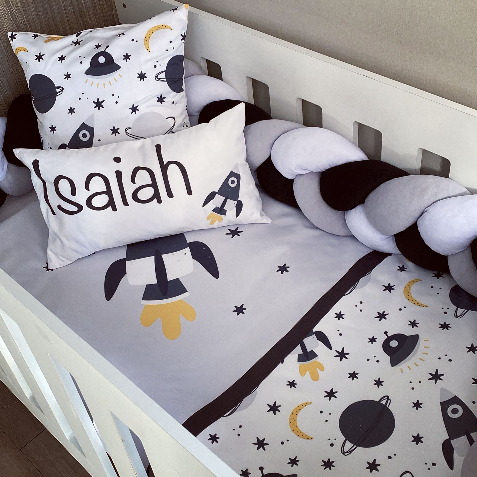 Cot Bedding - Black Space Set 01 baby boy nursery linen set South Africa
