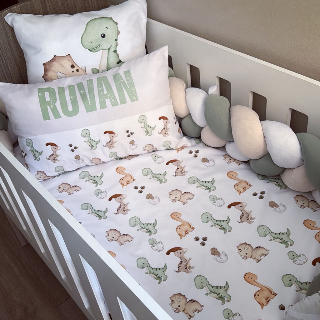 Cot Bedding - Sage Dinosaur Set 01 baby boy nursery linen set South Africa