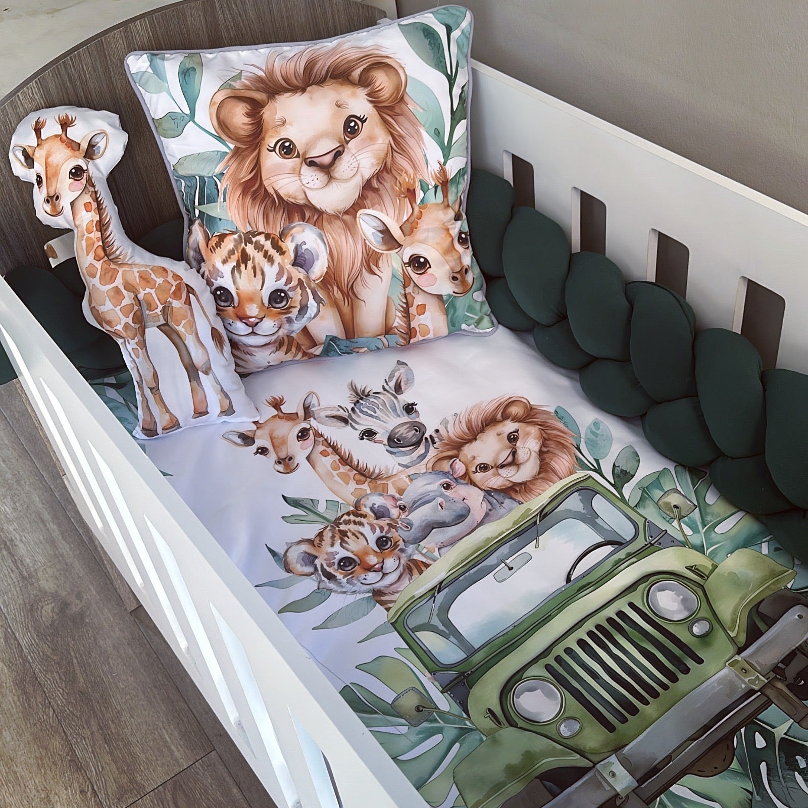 Cot Bedding - Green Safari Set 11 baby neutral nursery linen set South Africa