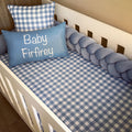 Cot Bedding - Blue Check Set 01 baby boy nursery linen set South Africa