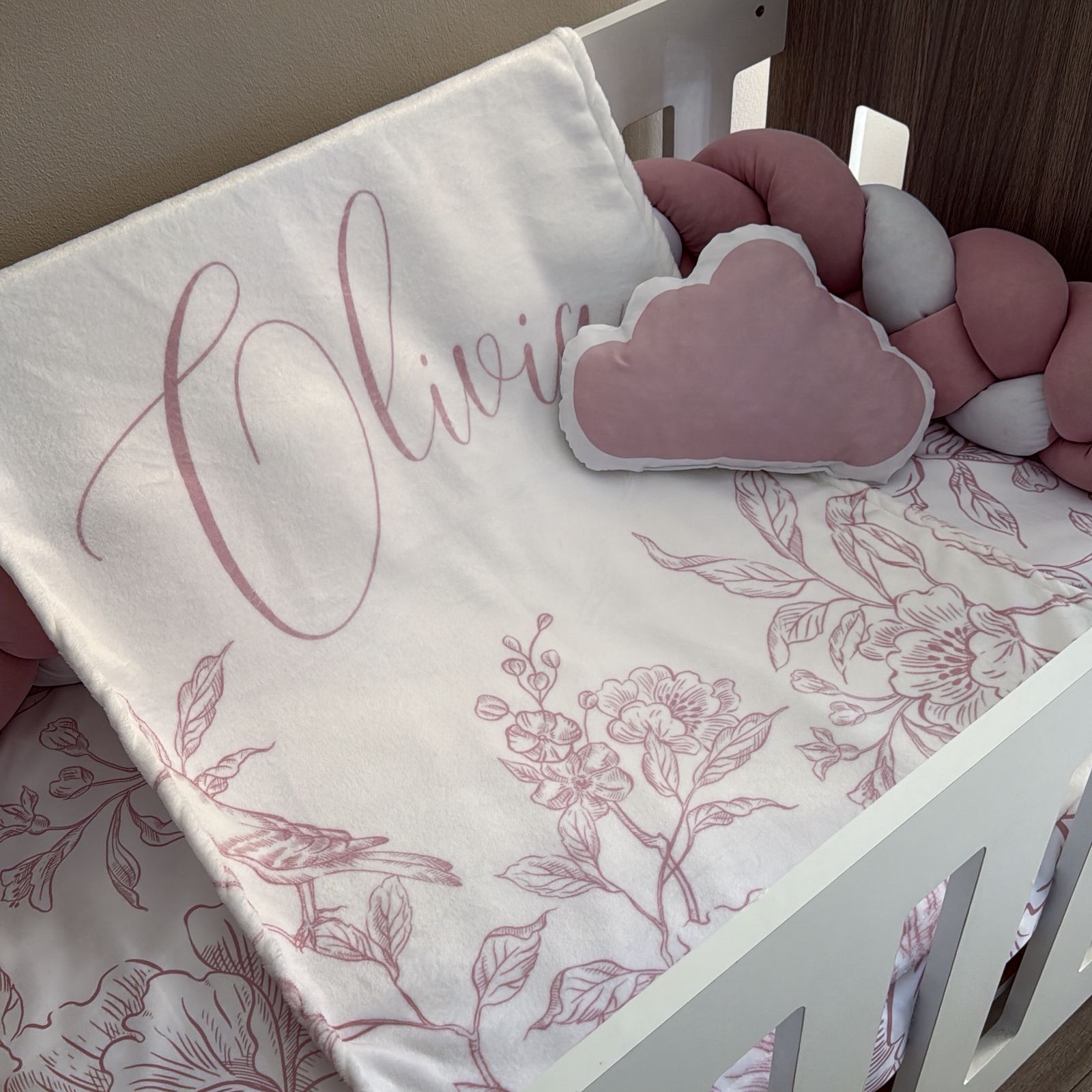 Cot Bedding - Pink Flower Set 13
