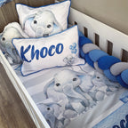 Cot Bedding - Blue Elephant Set 06 baby boy nursery linen set South Africa