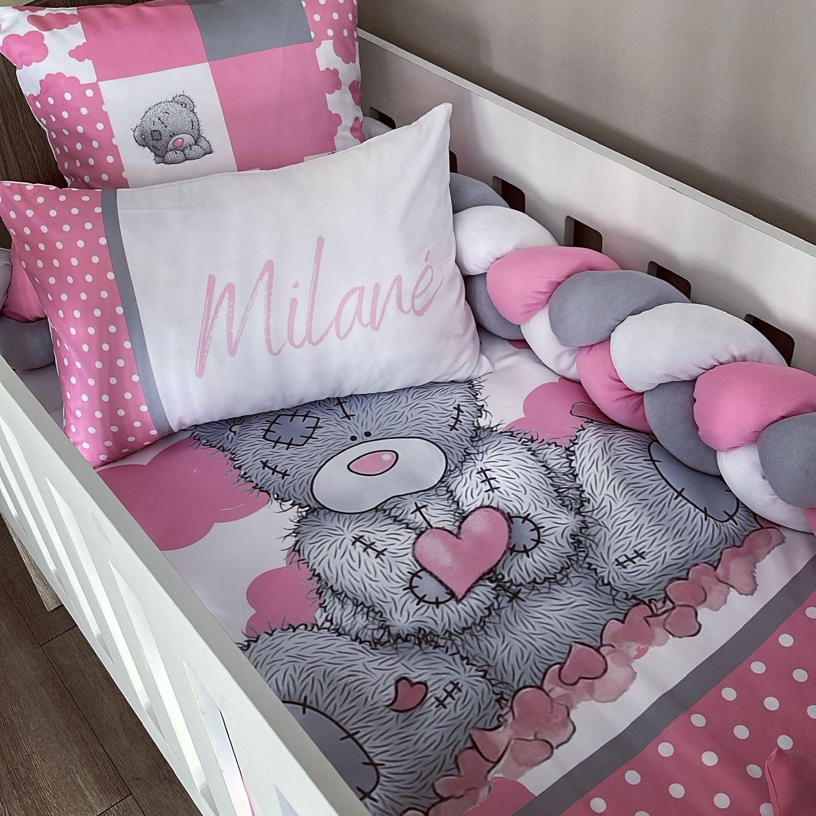 Cot Bedding - Pink Tatty Teddy Set 07