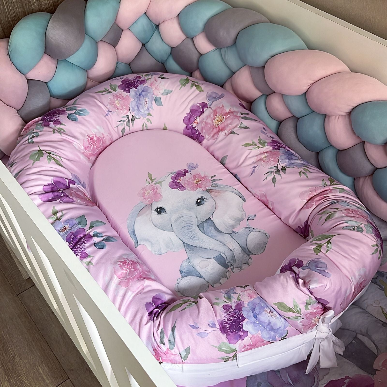 Cot Bedding - Pink Elephant Set 49