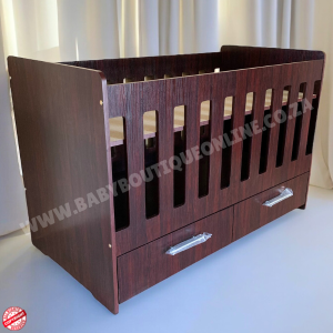 Large Wooden Cot with Split Drawer Burgundy B0040