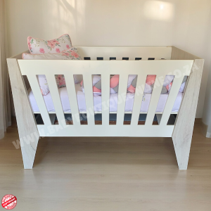 Emma Large Wooden Cot - White & Nordic Ice B0391