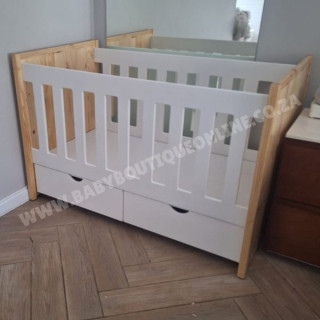 Large Cot - Pine & White B0430