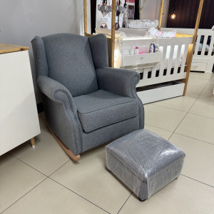 Harmony Wingback Rocking Chair with Ottoman - Grey