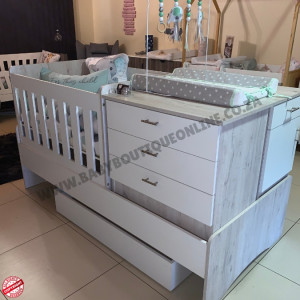 5-in-1 Cot - Melamine White & Nordic Ice B0276