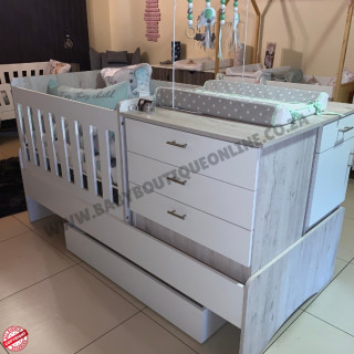 5-in-1 Cot - Melamine White & Nordic Ice B0276